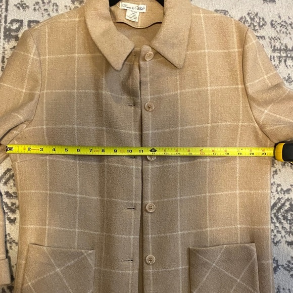 Vintage Wool Blend Plaid Women's Pea Coat Winter Coat - Picture 7 of 12
